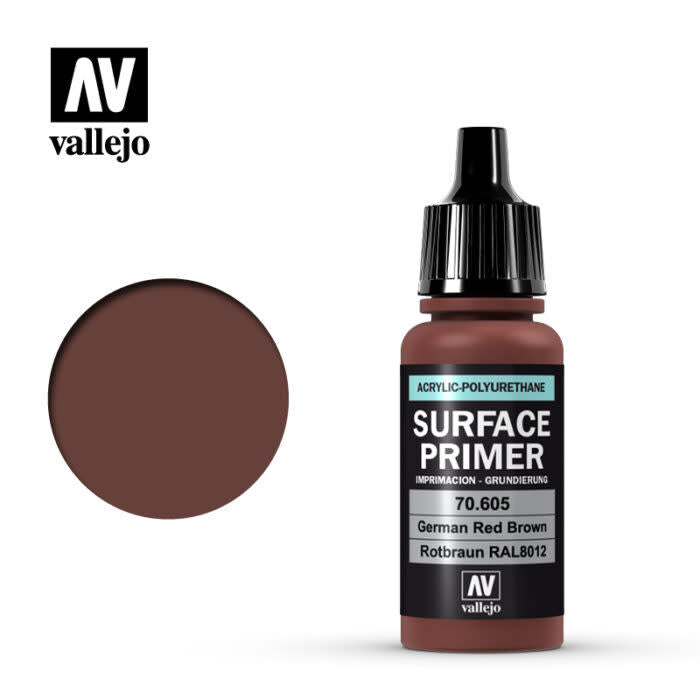 Vallejo 70605 Surface Primer German Red Brown Acrylic Polyurethane 17mL NIB