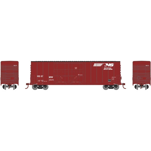 Athearn Roundhouse RND88497 HO 50' High Cube Double Door Plug Boxcar Norfolk Southern NS #57 MOW Red White Lettering/Logo Era: 2005+ NIB RTR