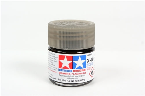 Tamiya Acrylic X-19 Smoke Mini Bottle 10mL (1/3oz)