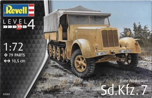 Revell Germany 03263 Sd.Kfz.7 Late Production 1/72 Plastic Model Kit (Level 4) NIB