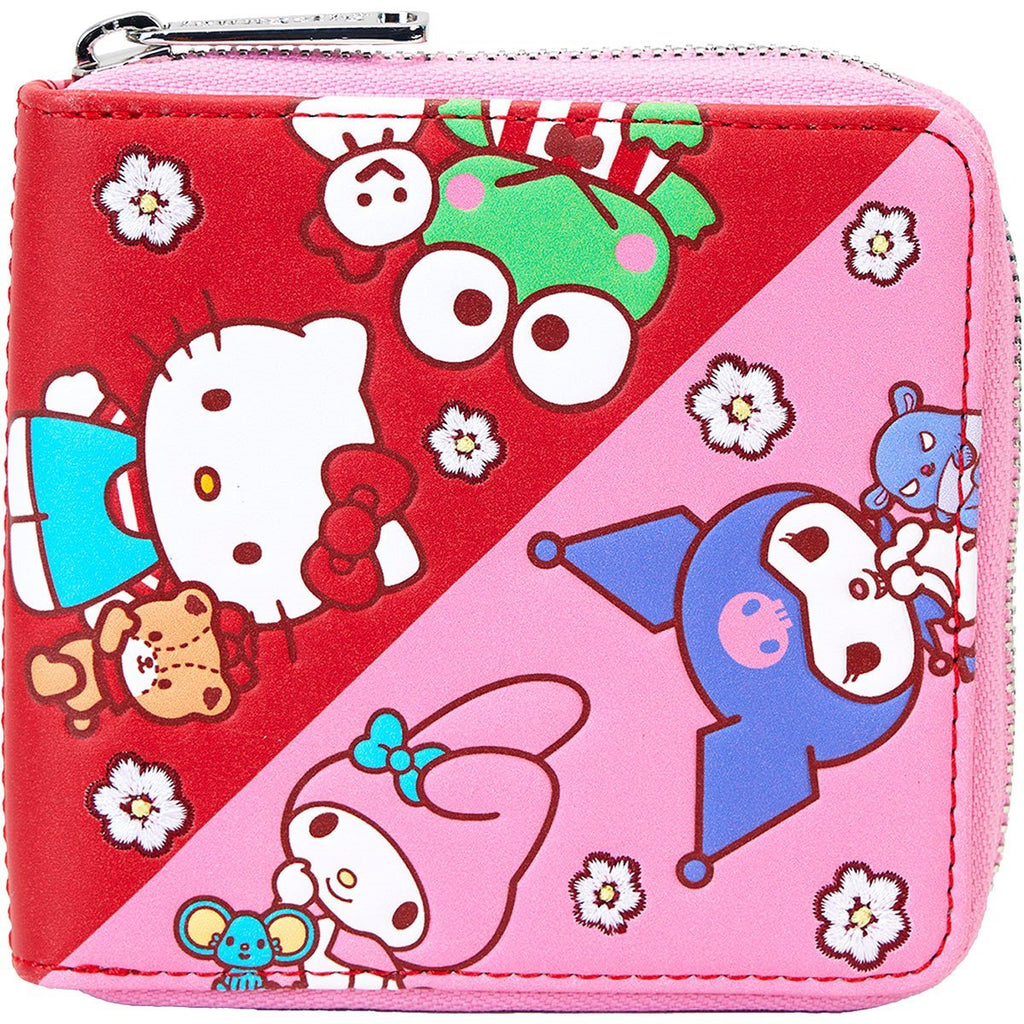 Loungefly Hello Kitty & Friends Red and Pink Color Block Series Zip-Around Wallet