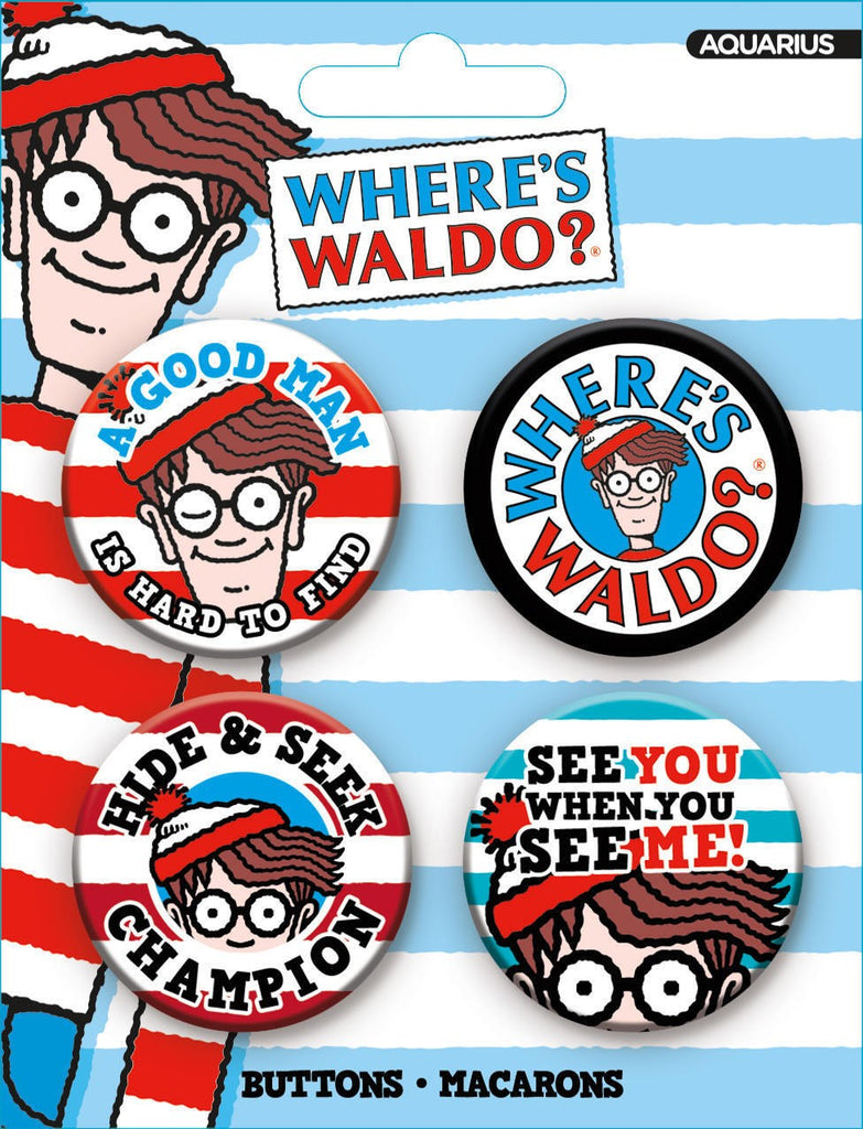 Where's Waldo 4pk Buttons